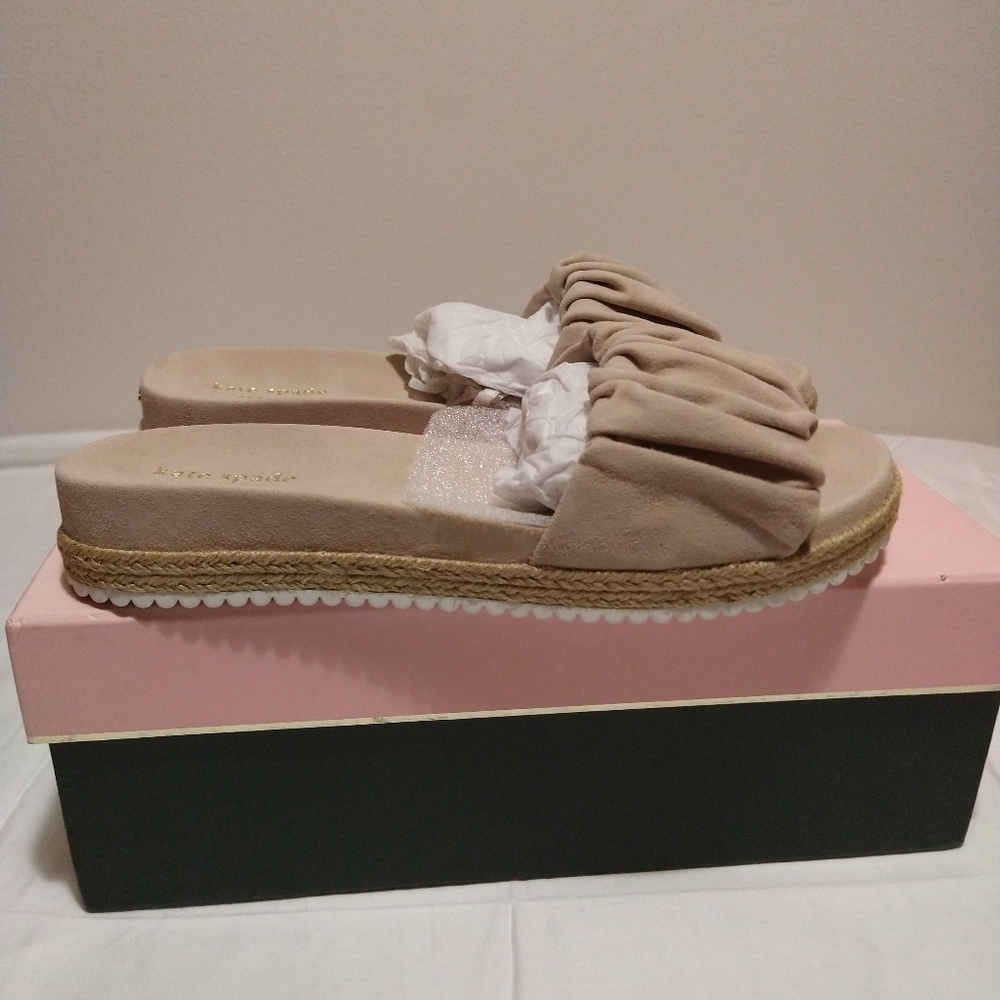 Kate Spade Pale Blush Zira Suede Slip on Sandals